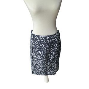 Talbots‎ Skirt Navy Polka Dot Size 6 Buttons Cotton Blend Lined Classic Casual